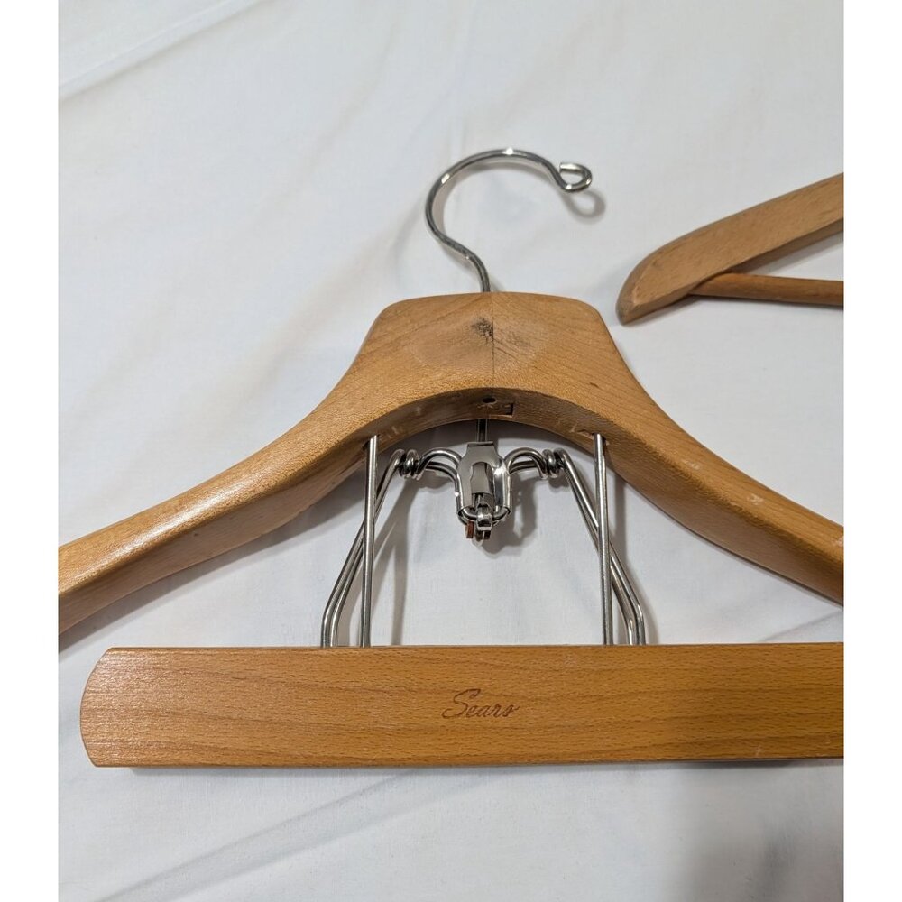 Vintage Wooden Hangers Set 4 Sears Fairy New Fuji Hotel Multi-Use - Picture 3 of 9